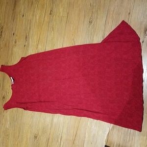 Dressbarn sleeveless dress back zipper burgundy red crinkled print sz20W